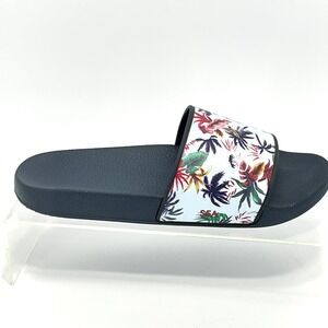 ALIGHT Men's US 10 EU 43 Slides Sandals Tropical Floral Black Made in Italy